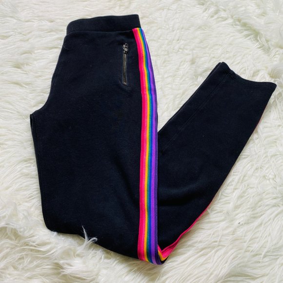 The Children's Place Girls Rainbow Side Stripe Zip Ponte Knit Jeggings Black L - Picture 2 of 8